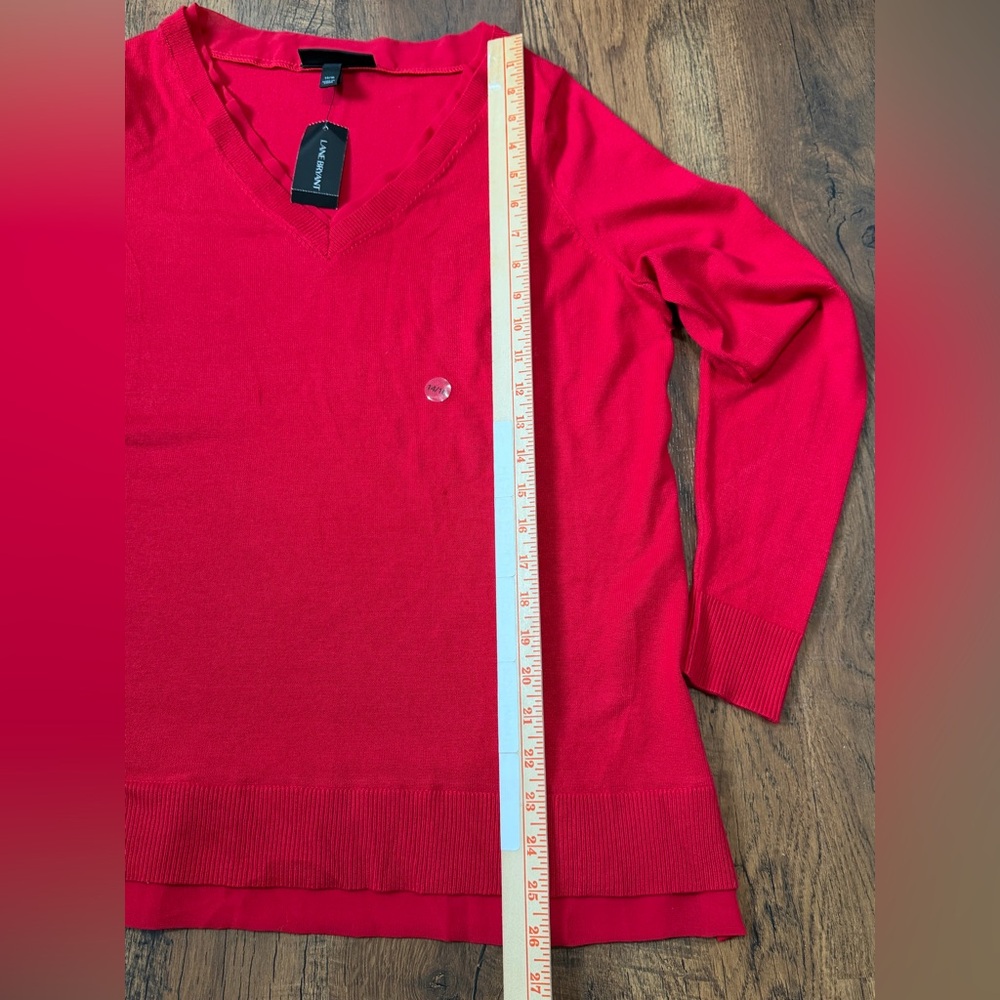 Lane Bryant Women’s V-Neck Long Sleeve Blouse Red Women’s SZ 14/16 Rayon Nylon - Picture 4 of 14